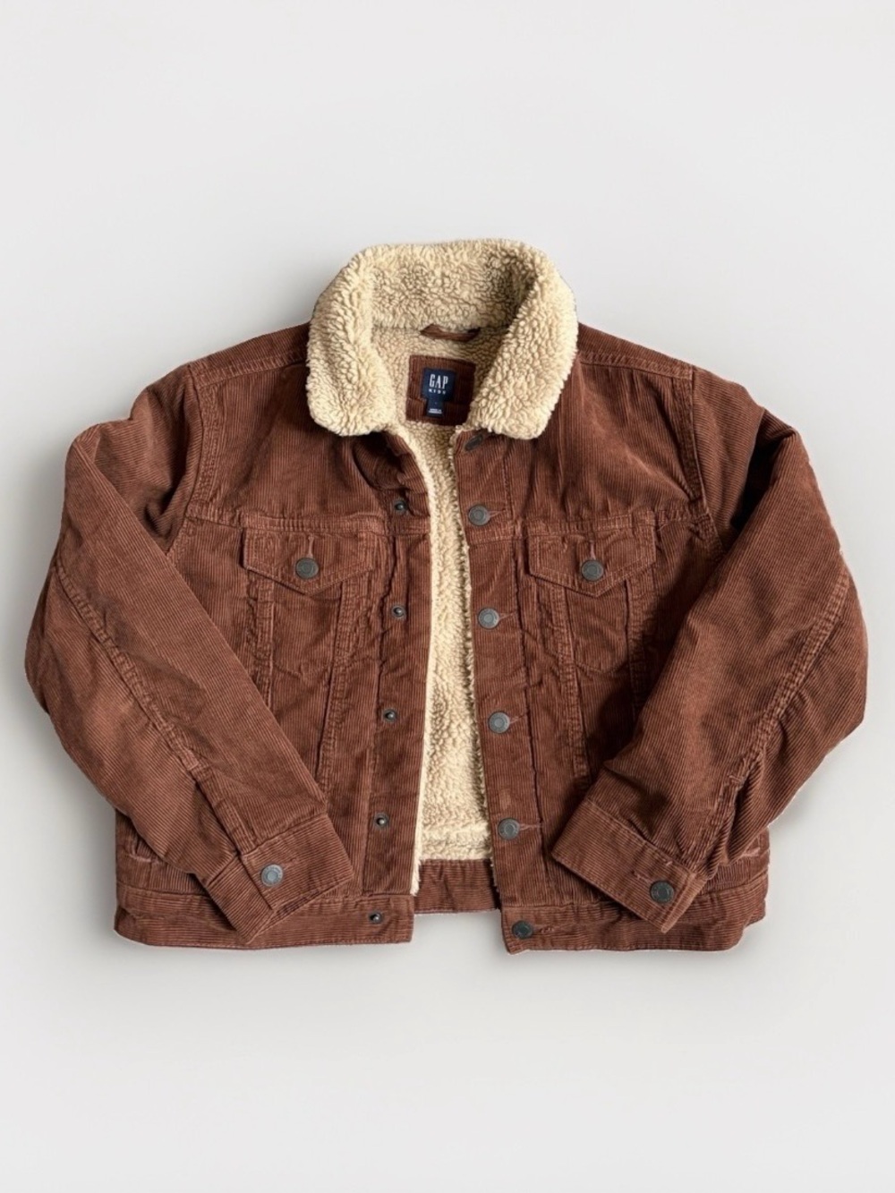 Gap Kids Sherpa Lined Corduroy Jacket Brown Size L 10-11 Coat Unisex Boys Girls